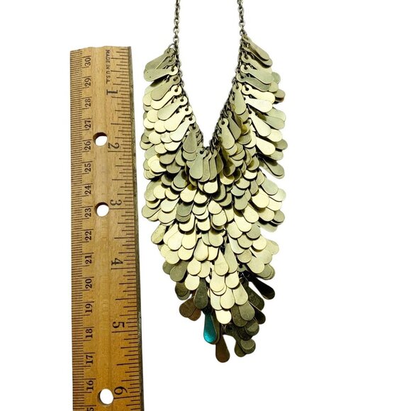 Abercrombie & Fitch Necklace Gold Tone Boho Layer Bib Drape Statement Piece - Picture 6 of 7